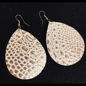 Faux leather chunky tear drop earrings